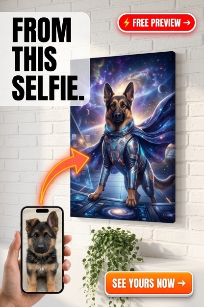 Custom Sci-Fi Pet Portrait — Cosmic Dog Canvas Art