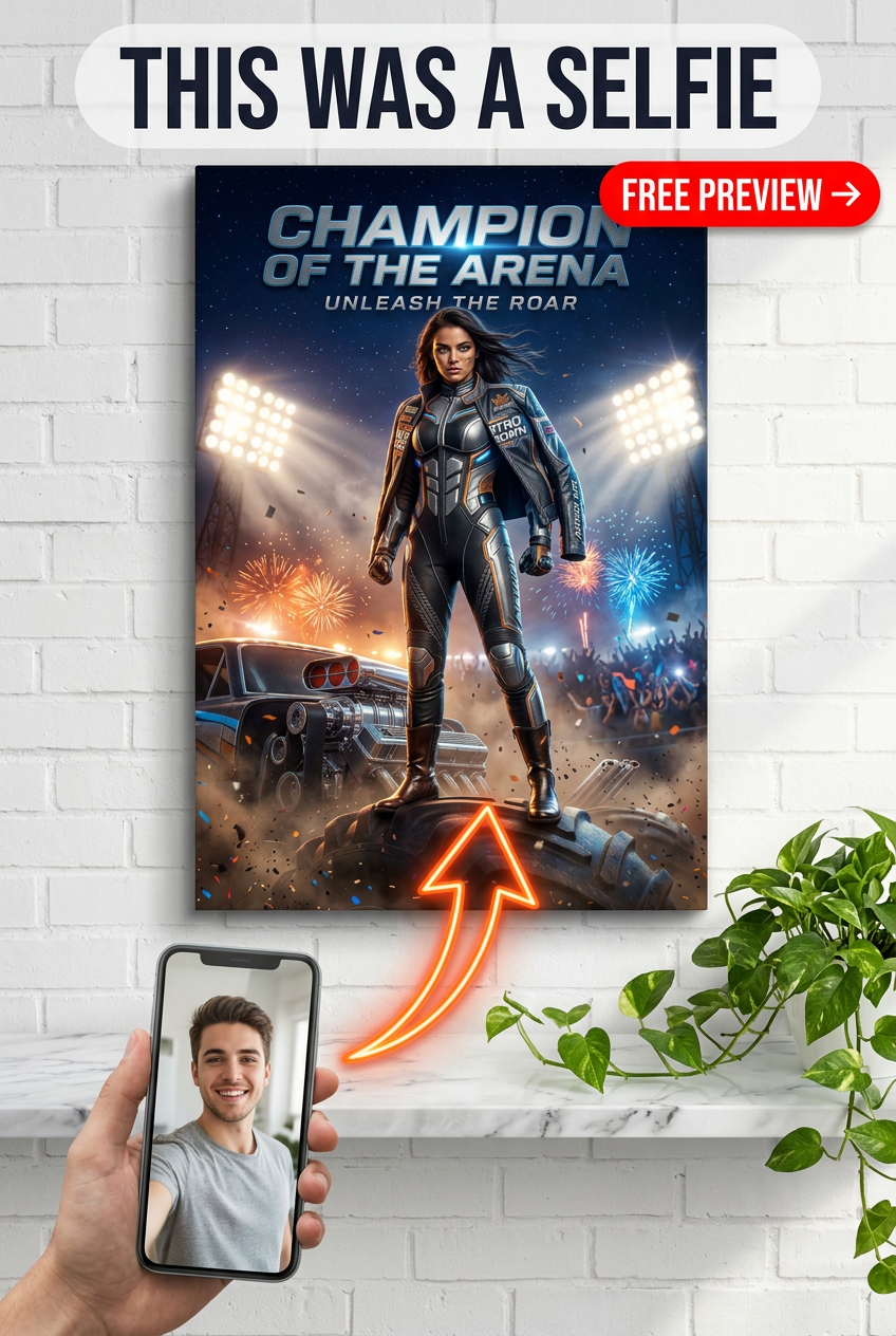 Custom Athlete Portrait — Heroic Single Man Canvas from Photo