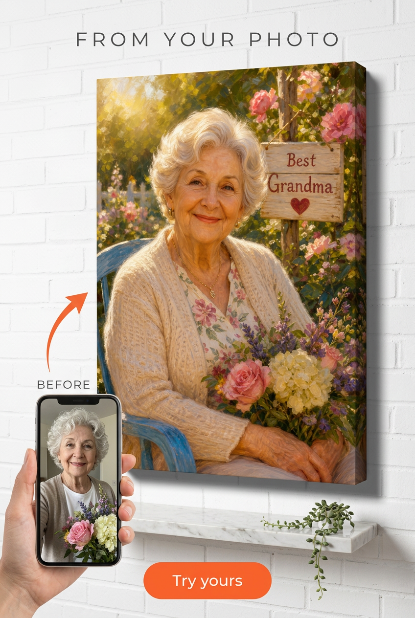 Best Grandma Custom Portrait from Photo | Personalized Undefined Gift