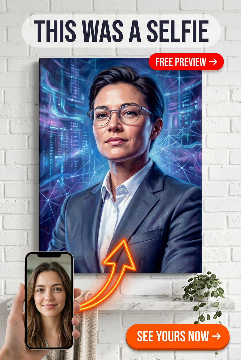 Custom Cyberpunk Woman Portrait — Heroic Digital Art Canvas