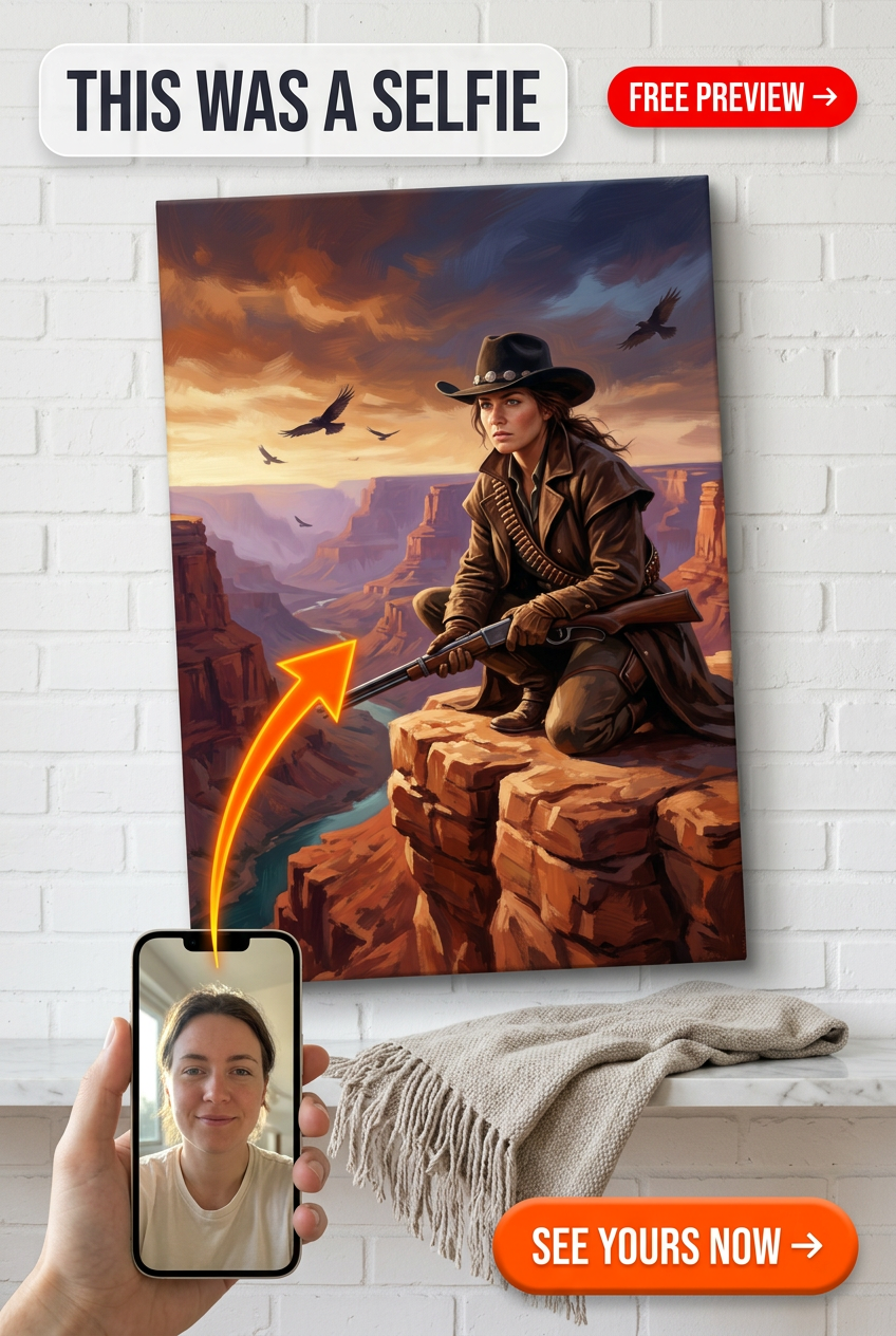 Canyon Sharpshooter Cowgirl Portrait | Personalized Cowgirl Gift