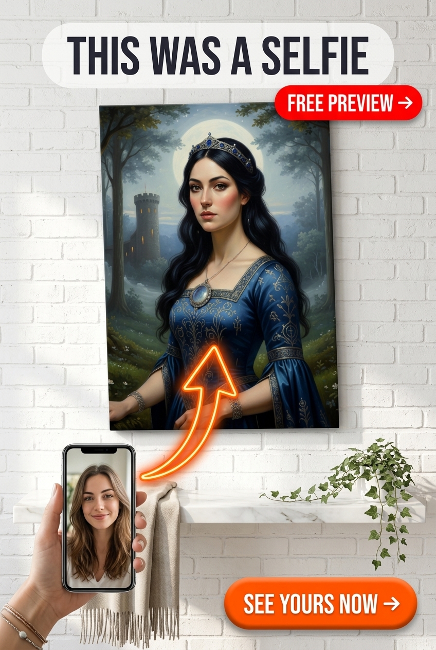 Custom Fantasy Woman Portrait — Regal Castle Canvas from Photo