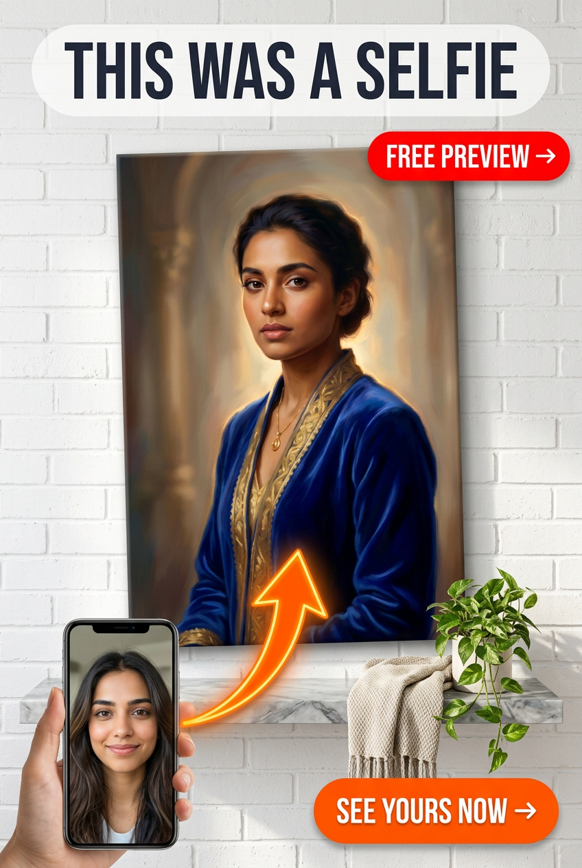 Custom Royal Woman Portrait — Regal Canvas from Photo