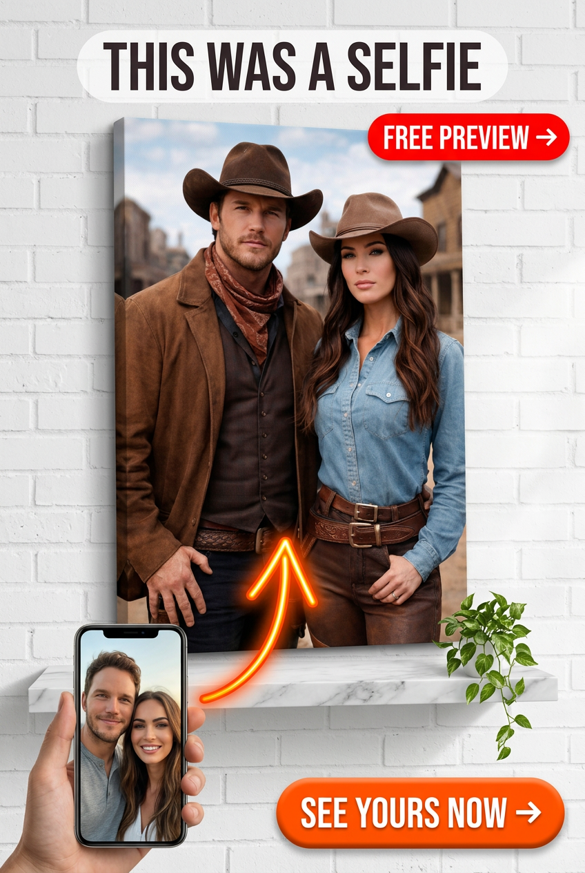 Ritratto personalizzato a tema Western da foto | Regalo personalizzato per coppie