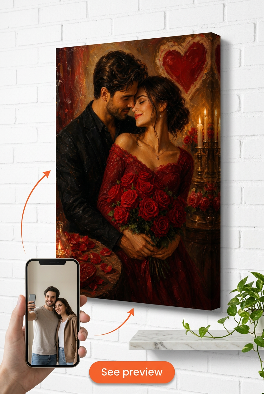 Custom Romance Couple Portrait — Eternal Love from Photo