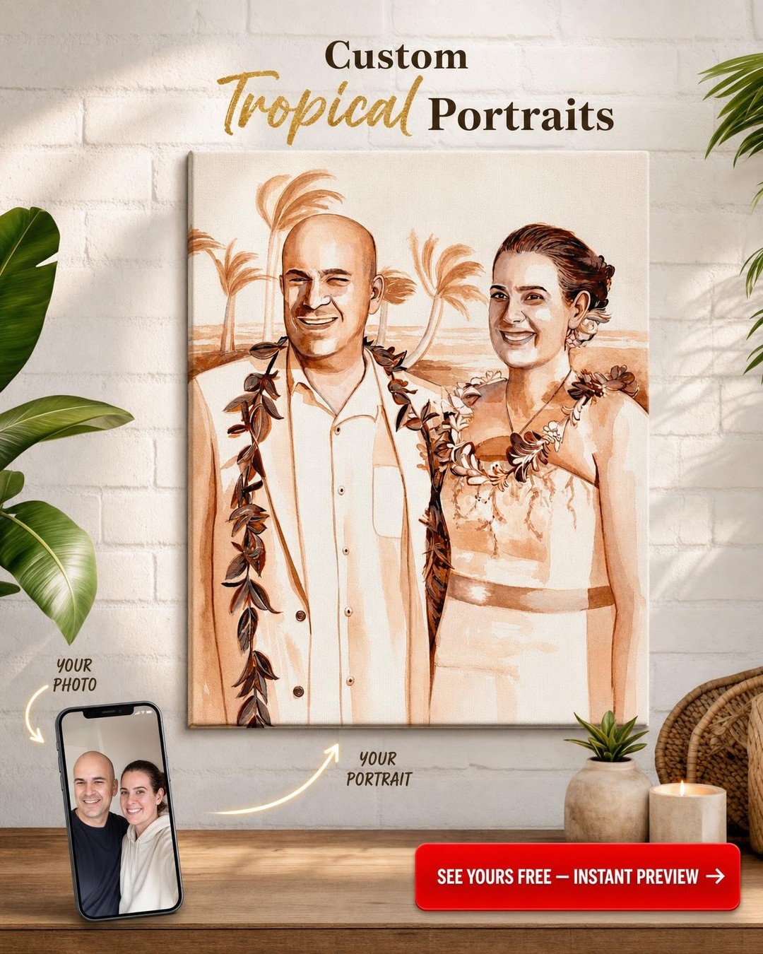 Custom Portrait Canvas from Photo | Personalized Gift