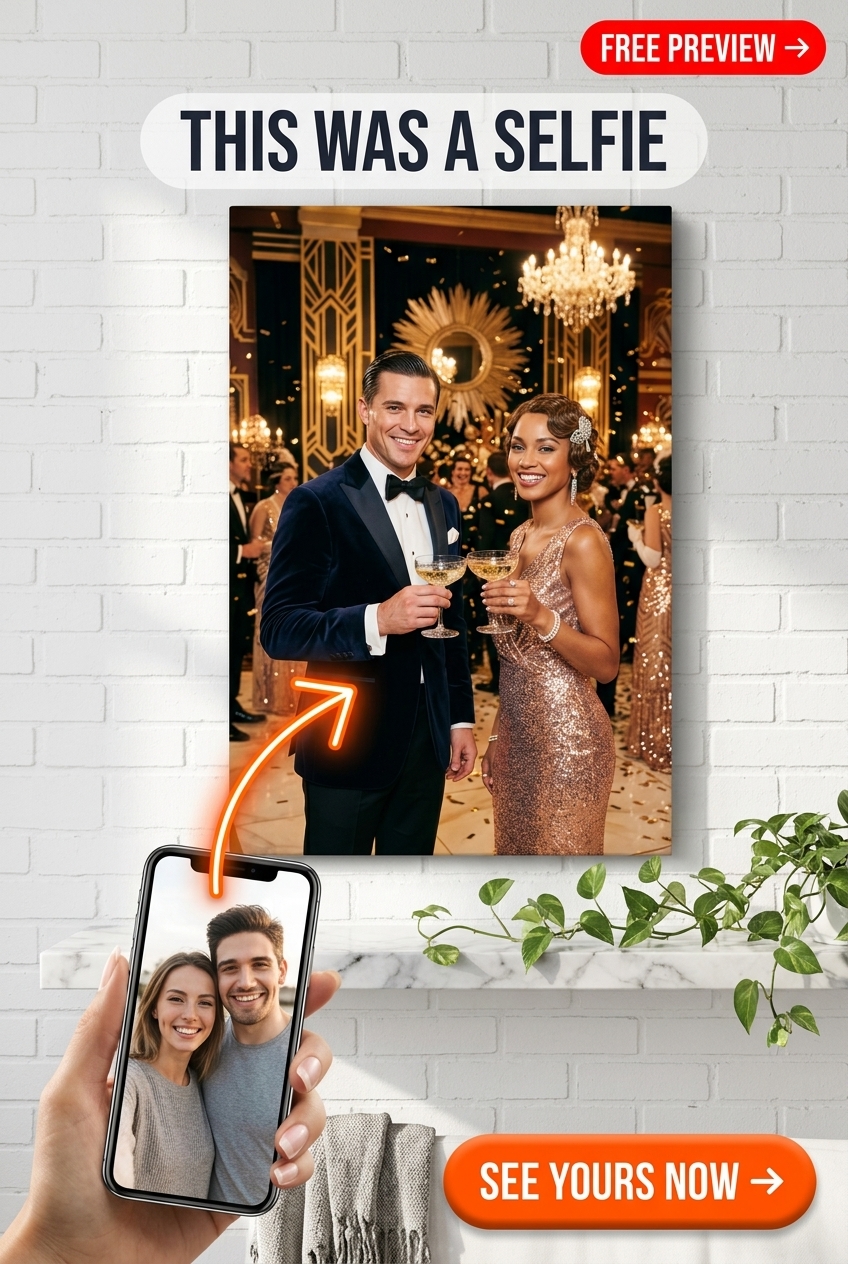 Custom Royal Couple Portrait — Champagne Toast Canvas from Photo