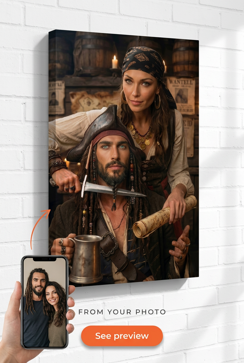 Pirate-Themed Custom Portrait from Photo | Personalized Undefined Gift