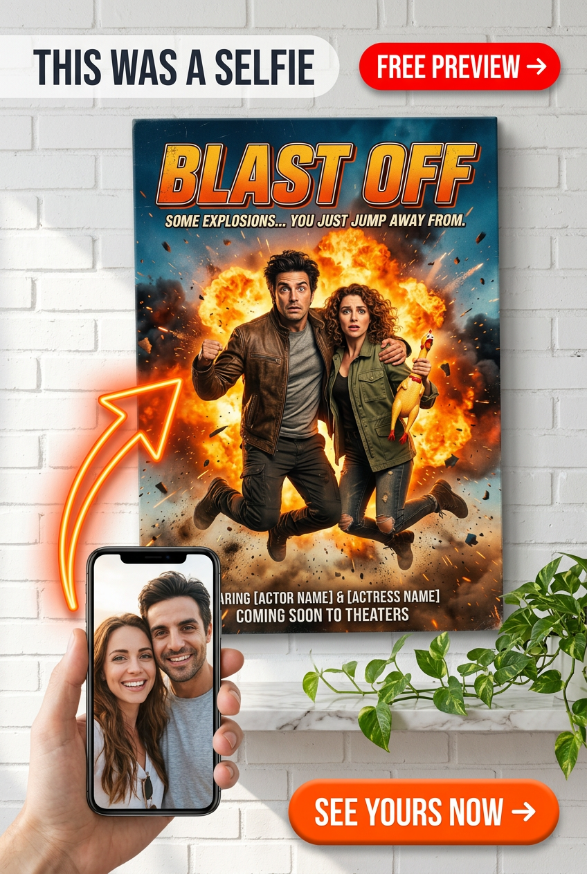 Explosive Love Action Custom Portrait | Personalized Portrait Gift