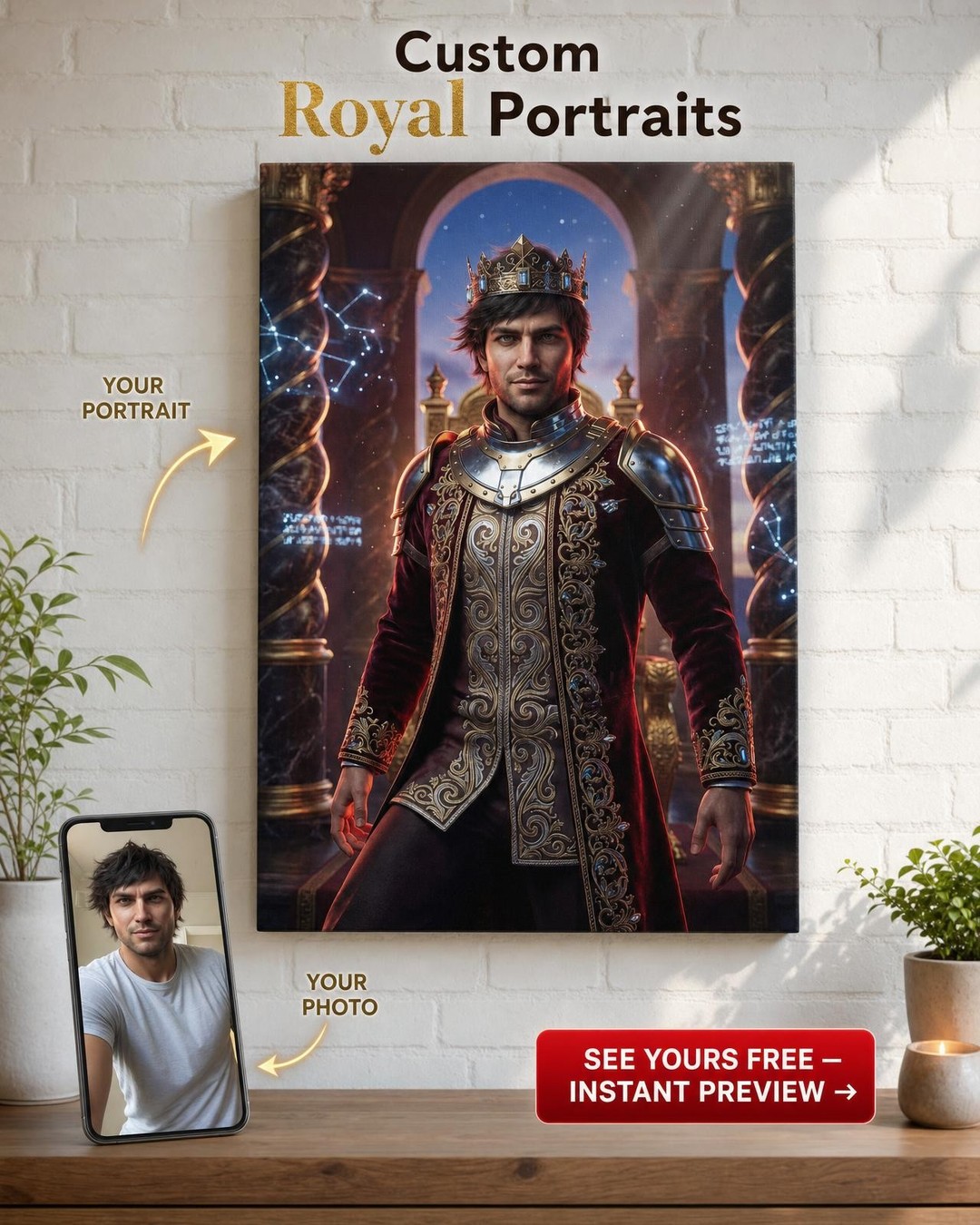 Epický barokní renesanční portrét na zakázku