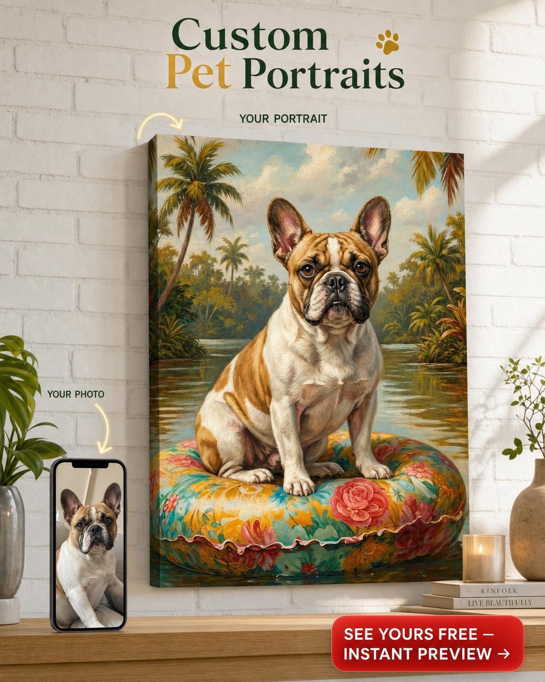 Custom Jungle Dog Portrait — Whimsical Pet Canvas Art