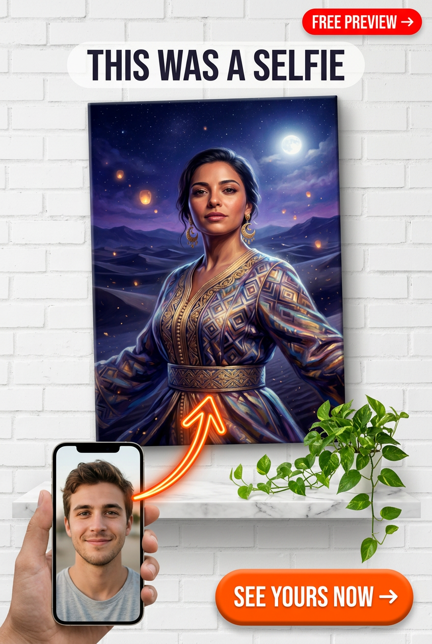 Custom Egyptian Woman Portrait — Regal Desert Goddess Canvas