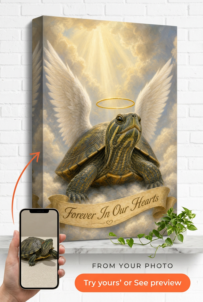 Custom Memorial Pet Portrait — Angel Wings Canvas from Photo