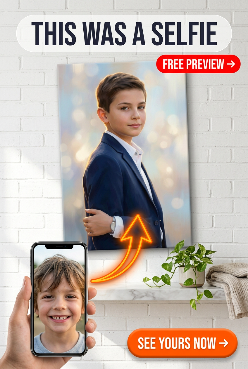 Presente de Retrato de Elegância Atemporal para Meninos