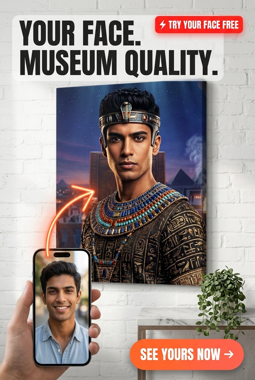 Custom Egyptian Man Portrait — Regal Pharaoh Canvas from Photo