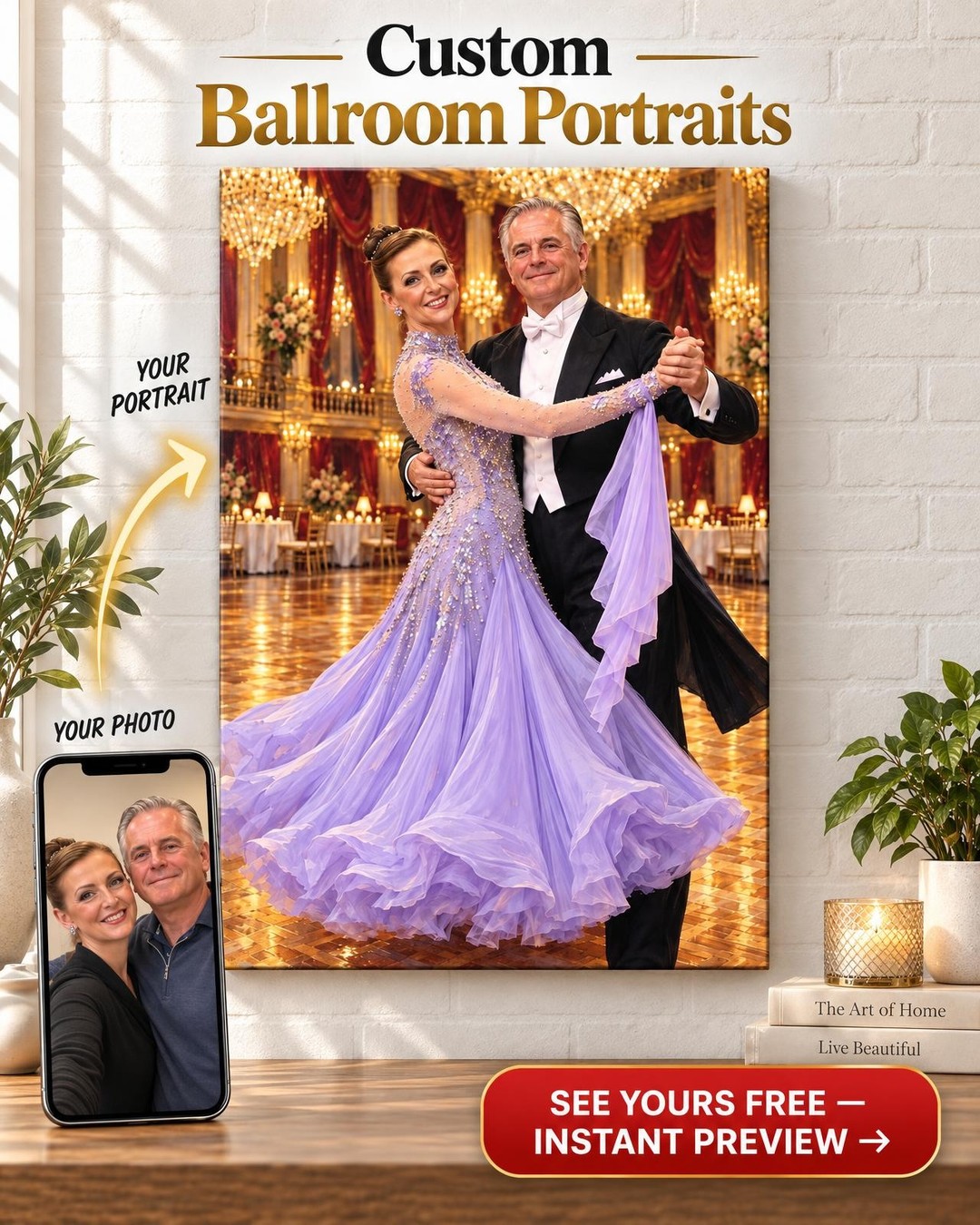 Your Competition Photo Painted in Oil Custom Portrait from Photo | Personalized Ballroom Dance Portrait Gift