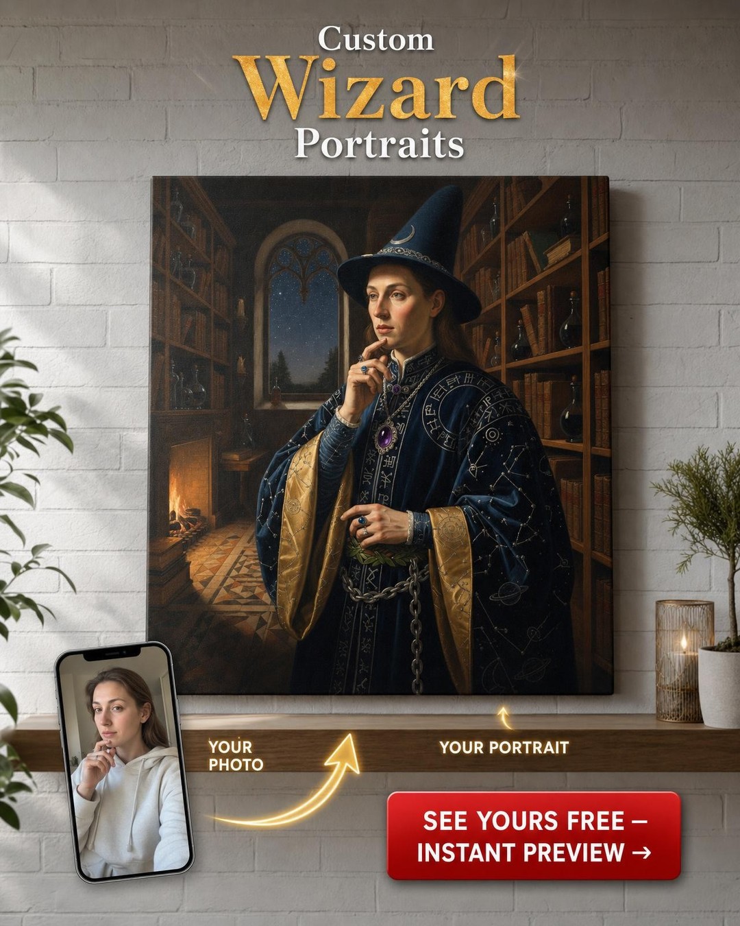 Mystisches Alchemisten-Porträt auf Leinwand