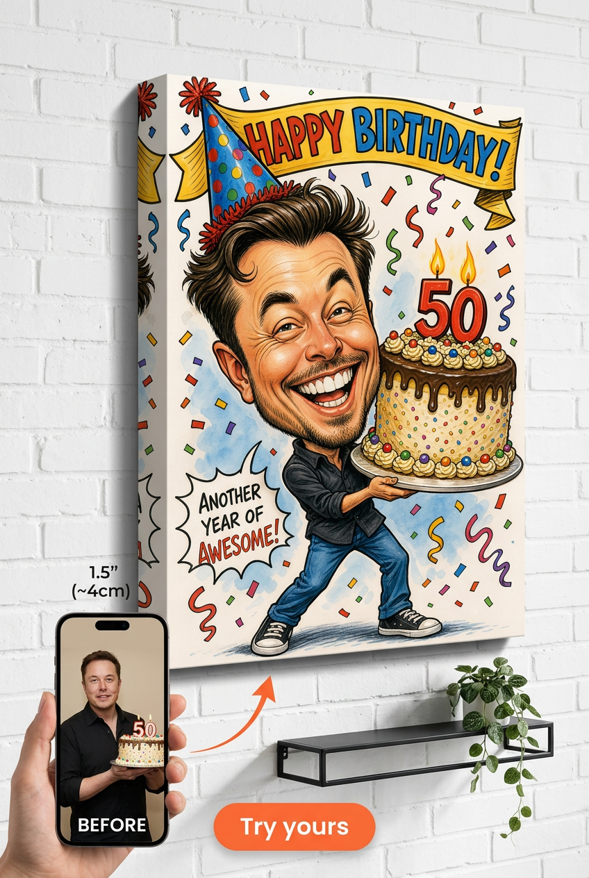 Birthday Milestone Custom Portrait from Photo | Personalized Undefined Gift
