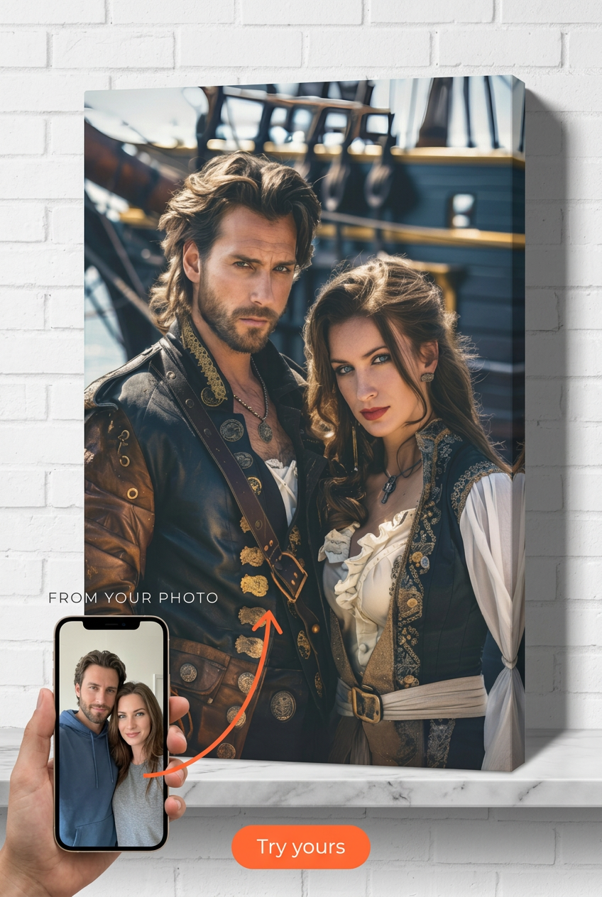 Pirate Couple Portrait | Custom Pirate Artwork from Your Photos