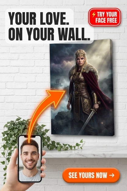 Custom Viking Man Portrait — Regal Warrior Canvas for Her