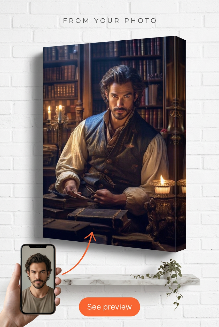 Custom Baroque Single-Man Portrait — Regal Canvas from Photo