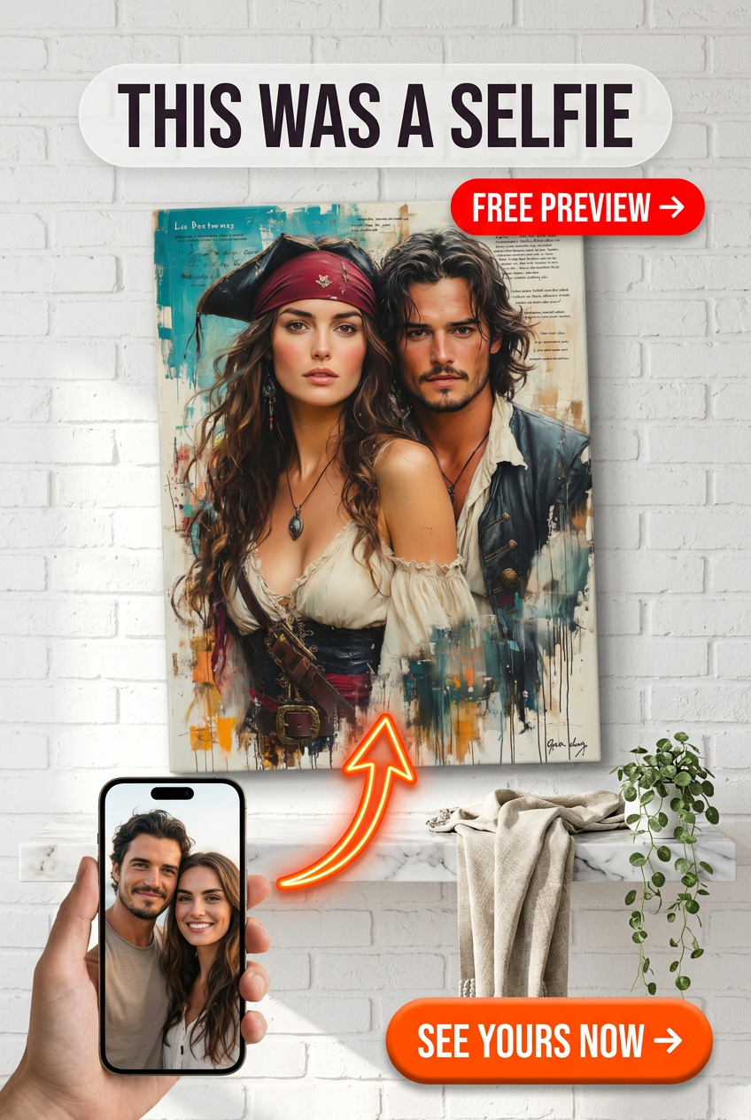 Un portrait captivant d'un couple avec un homme et une femme en charmant pirate