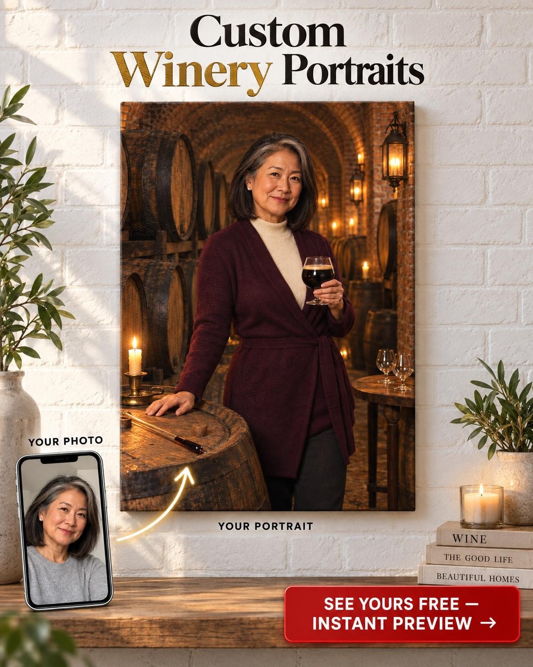 Barrel Cellar Custom Portrait from Photo | Personalized Homebrewing Gift
