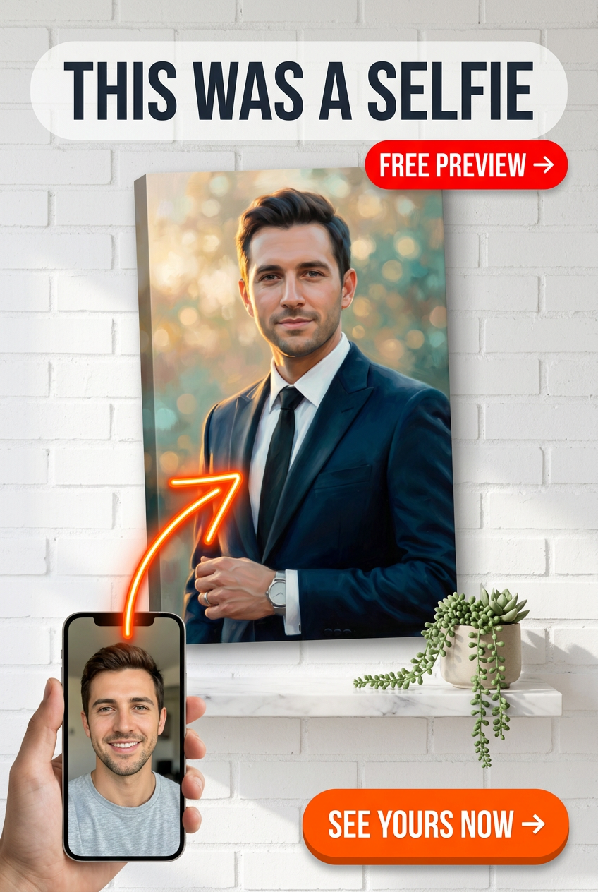 Custom Impressionist Man Portrait Canvas — Professional Gift from Photo