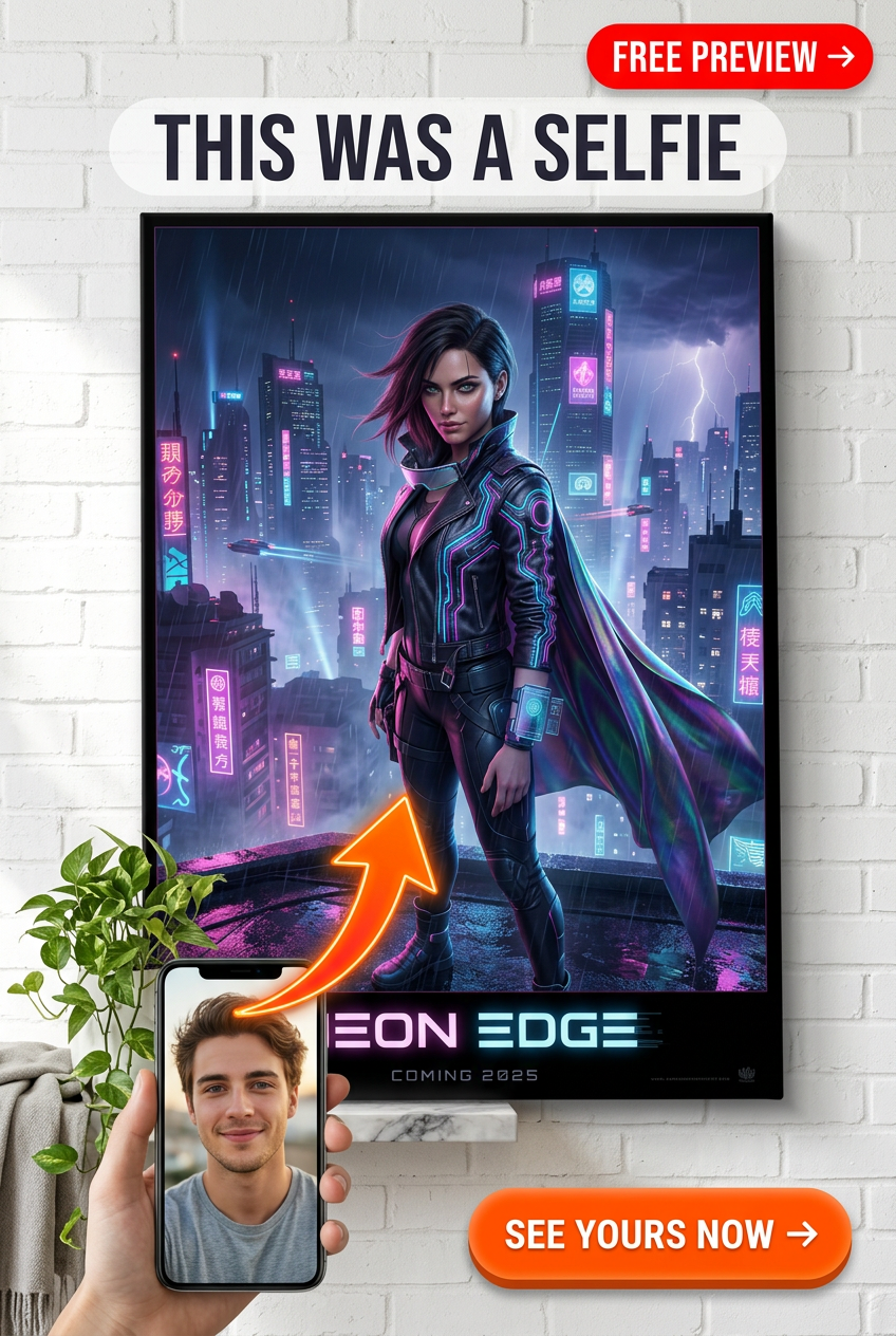 Neon Mystique: Person Portrait Canvas