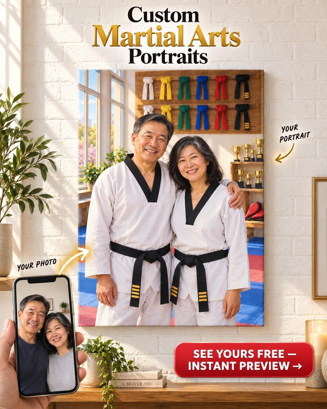 Every Belt Martial Arts Custom Portrait from Photo | Personalized Martial Arts Gift