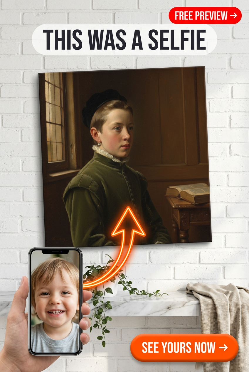 Custom Renaissance Boy Portrait — Regal Museum Canvas from Photo