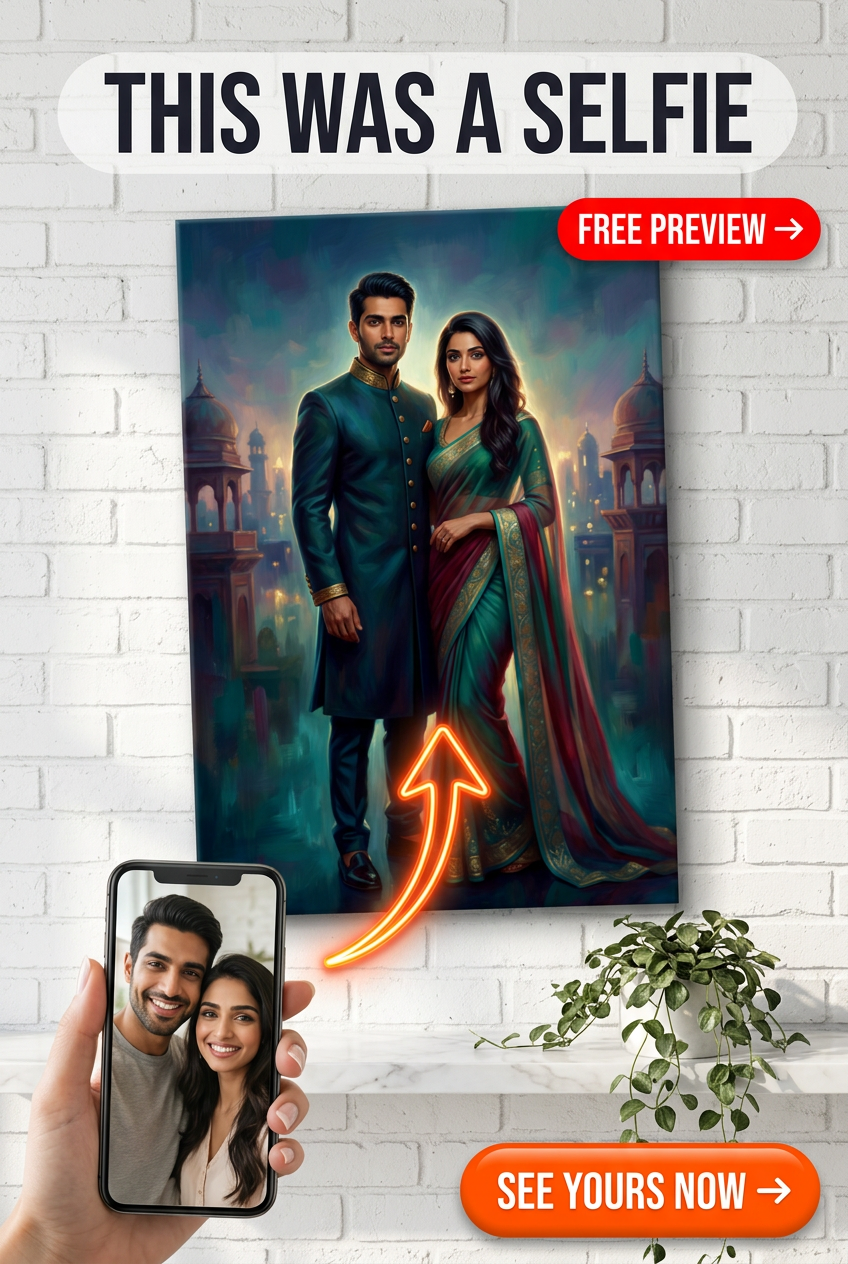 Custom Fantasy Couple Portrait — Regal AI Art from Photo Canvas
