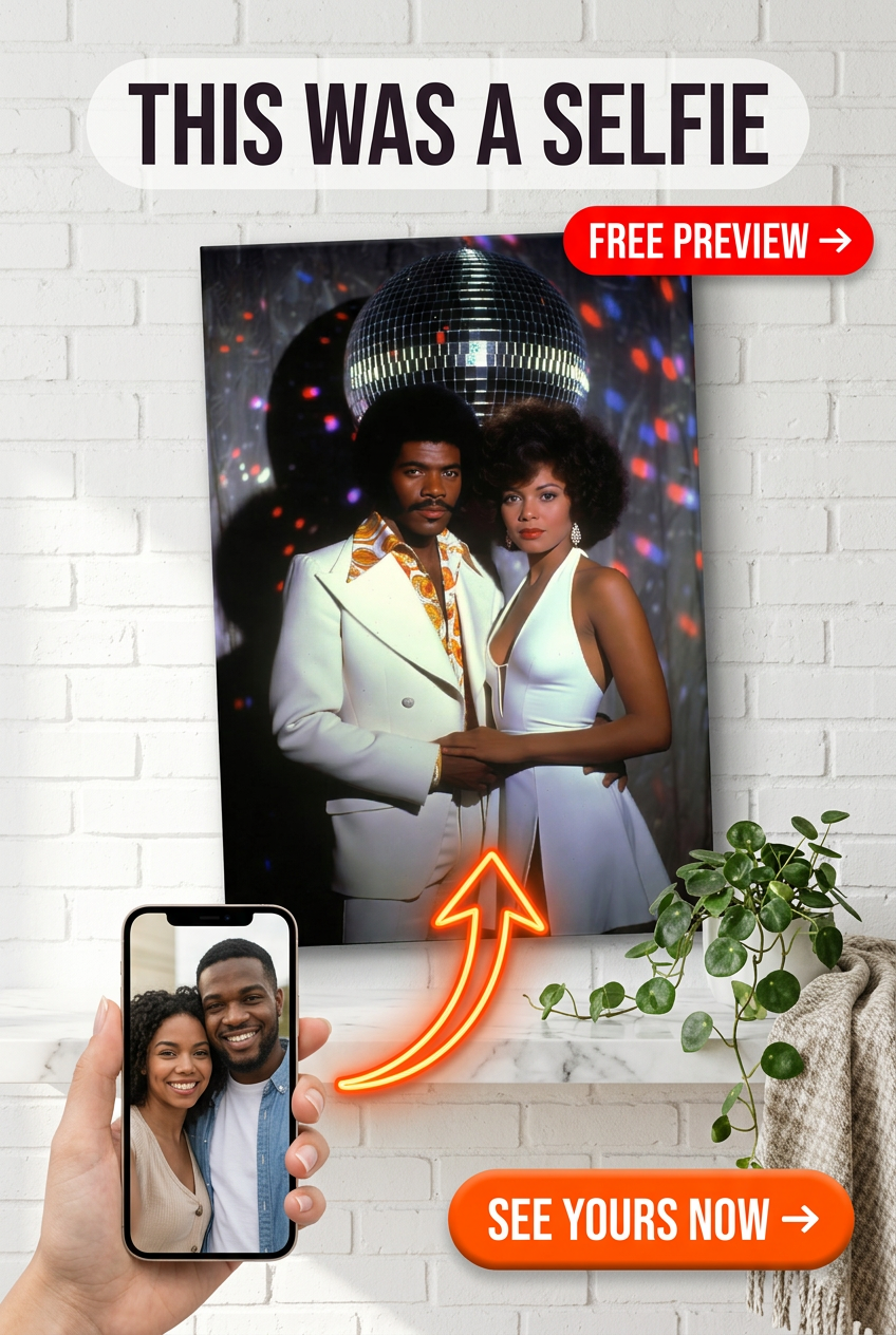 Custom Pop Art Couple Portrait — Festive Disco Ball Canvas