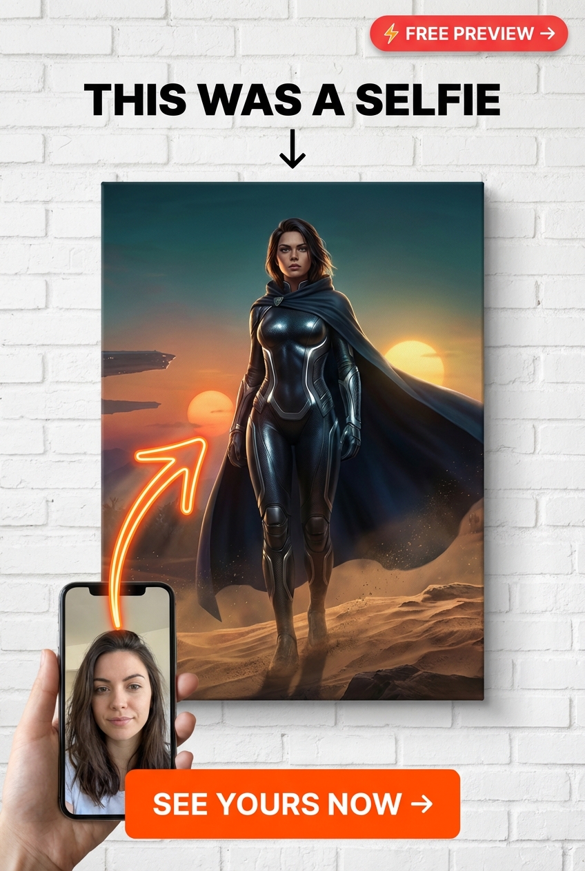 Custom Sci-Fi Woman Portrait — Heroic Space Suit Canvas from Photo
