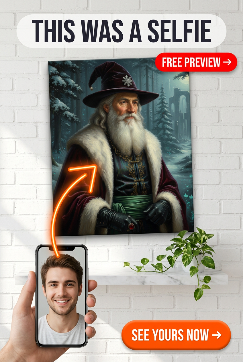 Custom Fantasy Man Portrait — Heroic Wizard from Photo Canvas