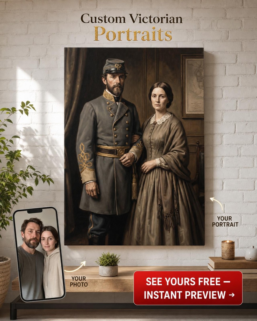 Victorian Military Couple Portrait