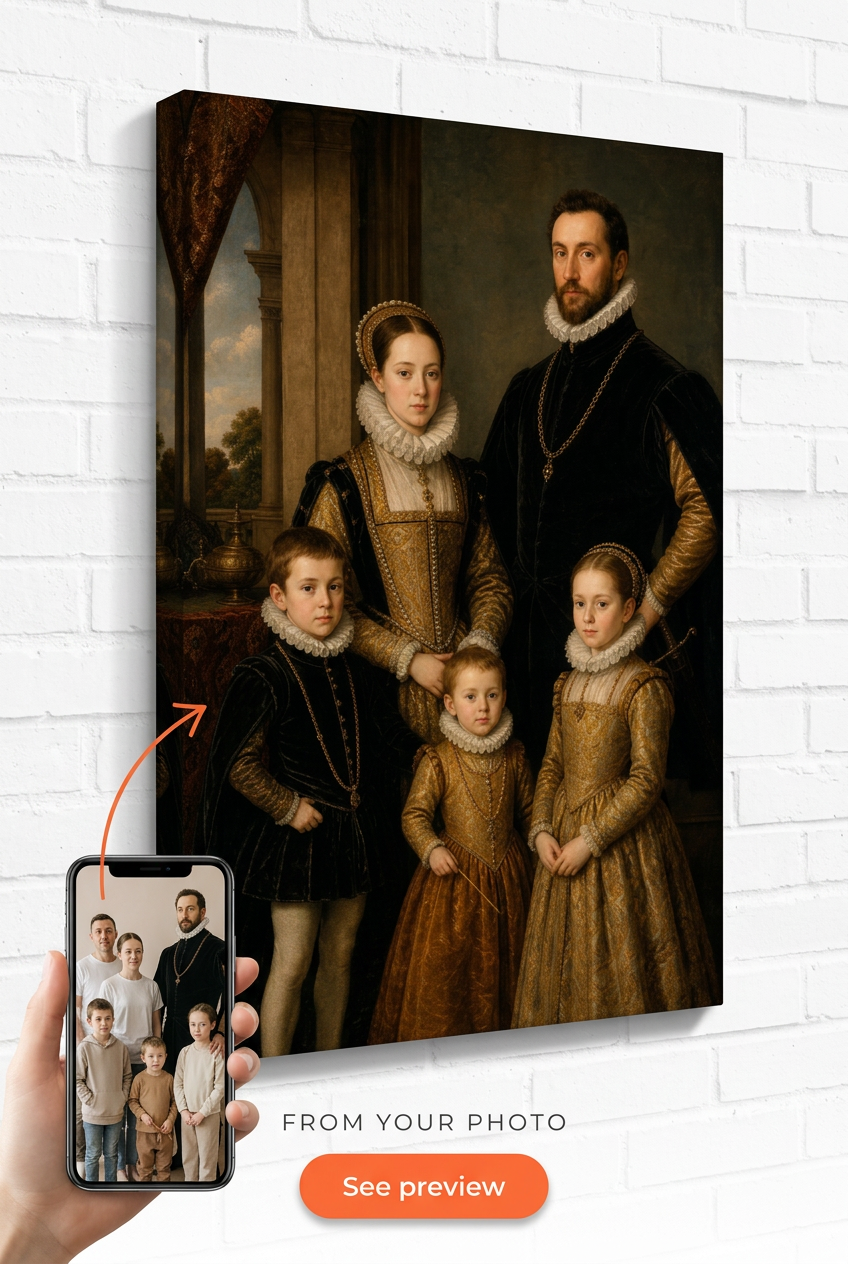 Custom Renaissance Family Portrait — Regal Canvas from Photo
