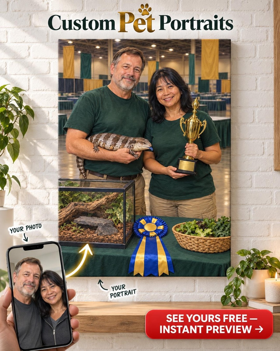 Best in Show Reptile Keeper Custom Portrait from Photo | Personalized Canvas Gift
