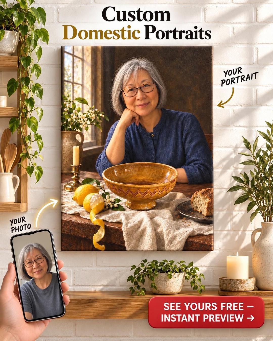 The Potter’s Still Life Custom Portrait from Photo | Personalized Pottery Portrait Gift