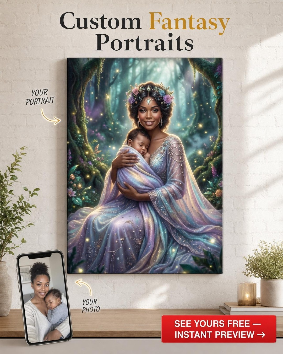 Fantasy Mother-Child Portrait Canvas