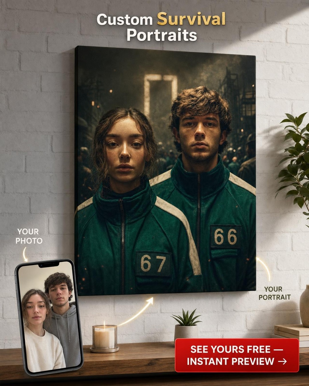 Athlete Couple Custom Portrait - Sporty Love
