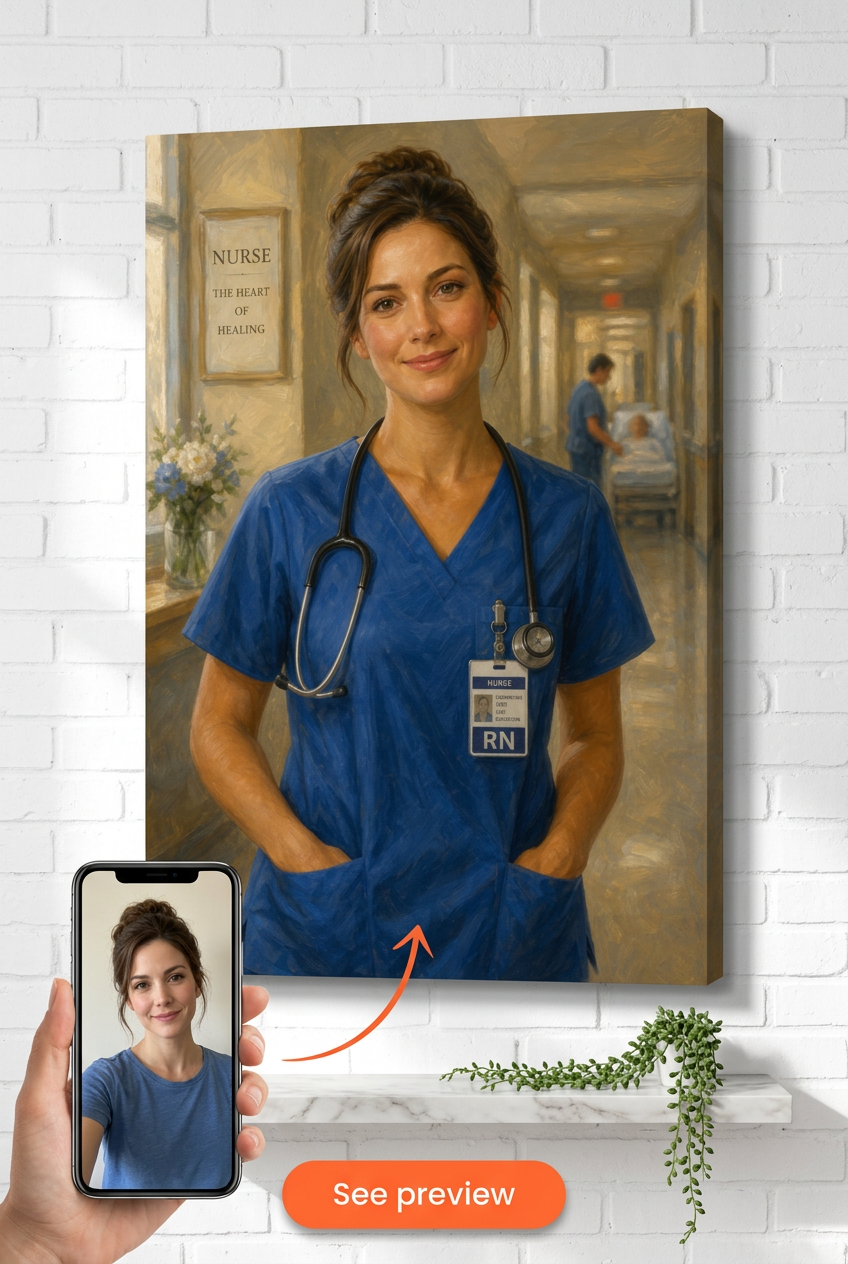 Nurse Hero Custom Portrait from Photo | Personalized Undefined Gift