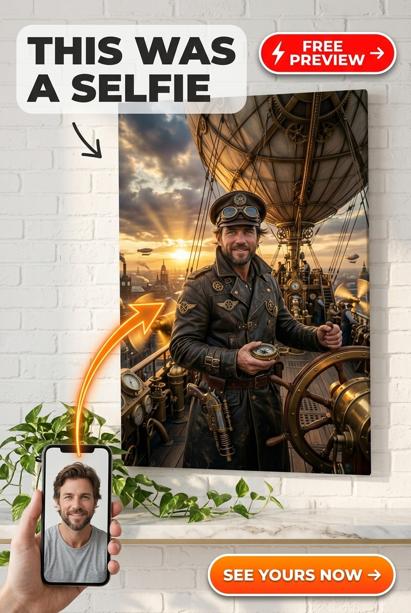 Portrait de Capitaine de Dirigeable Steampunk pour Lui