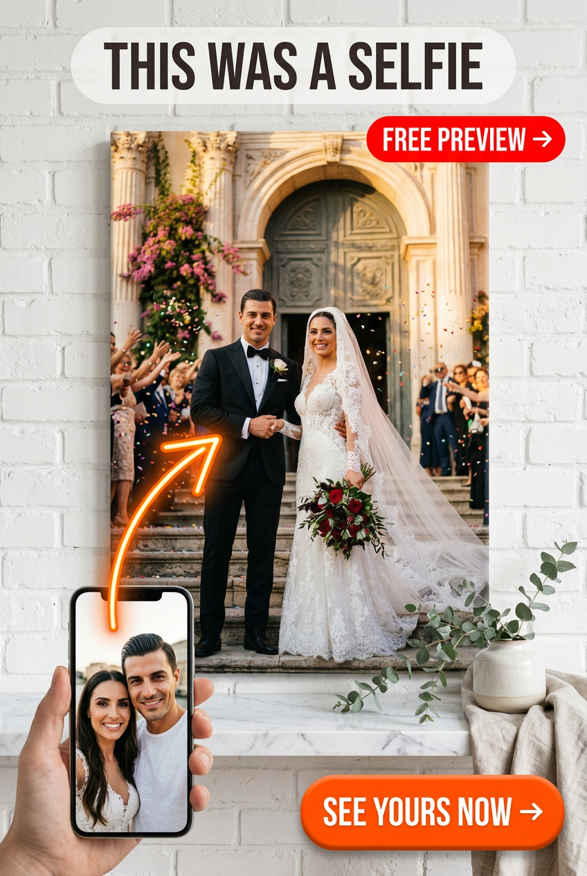 Custom Wedding Couple Portrait — Romantic Canvas from Photo