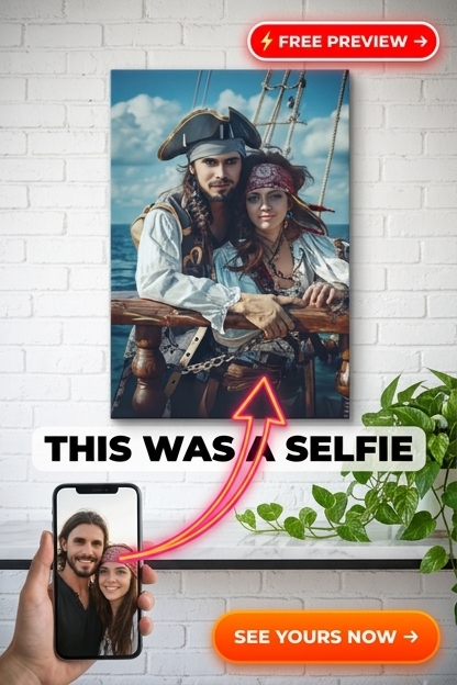 Piraten-Themen-Porträt aus Foto | Personalisierte Geschenkidee für Paare