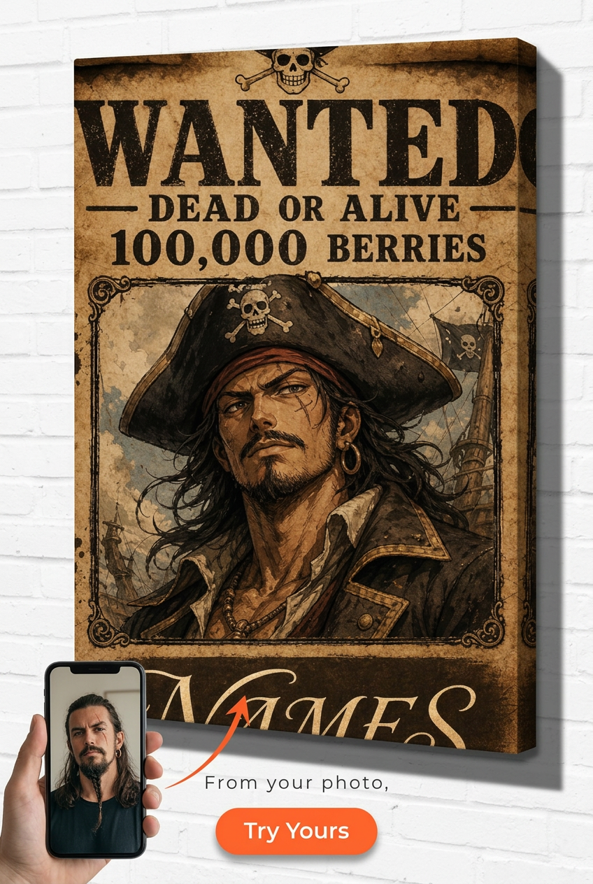 Custom Pirate Bounty Poster — Vintage Wanted Poster Canvas from Photo