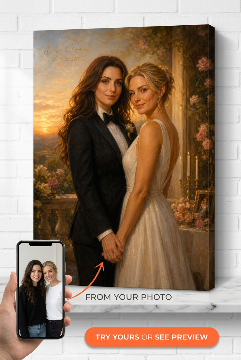 LGBTQ Anniversary Custom Portrait from Photo | Personalized Gift