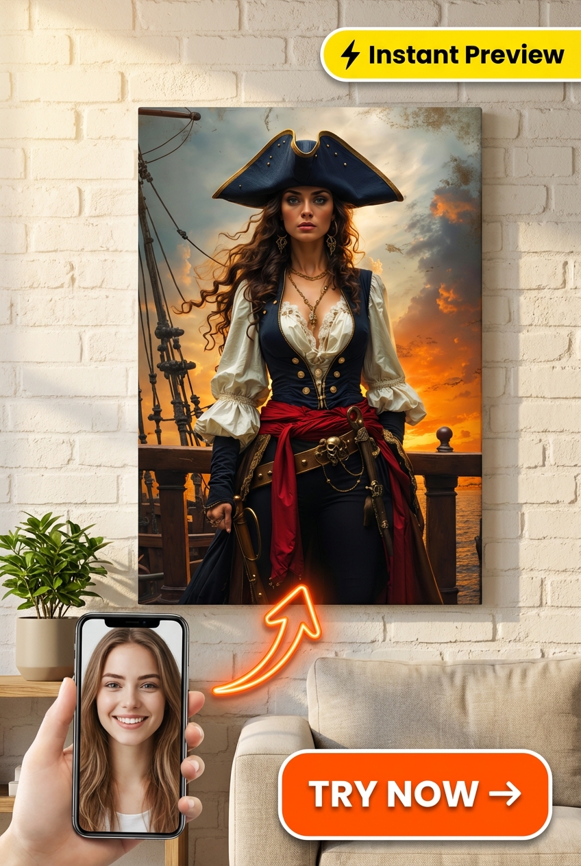 Elegant Pirate Custom Portrait - Personalized Gift | Premium Canvas Portraits