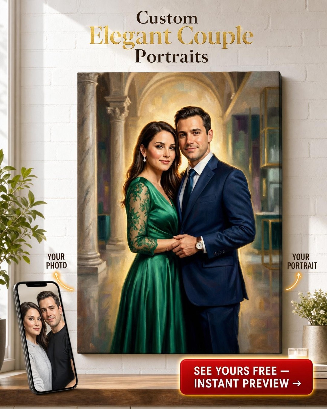 Custom Royal Couple Portrait — Romantic Regal Canvas