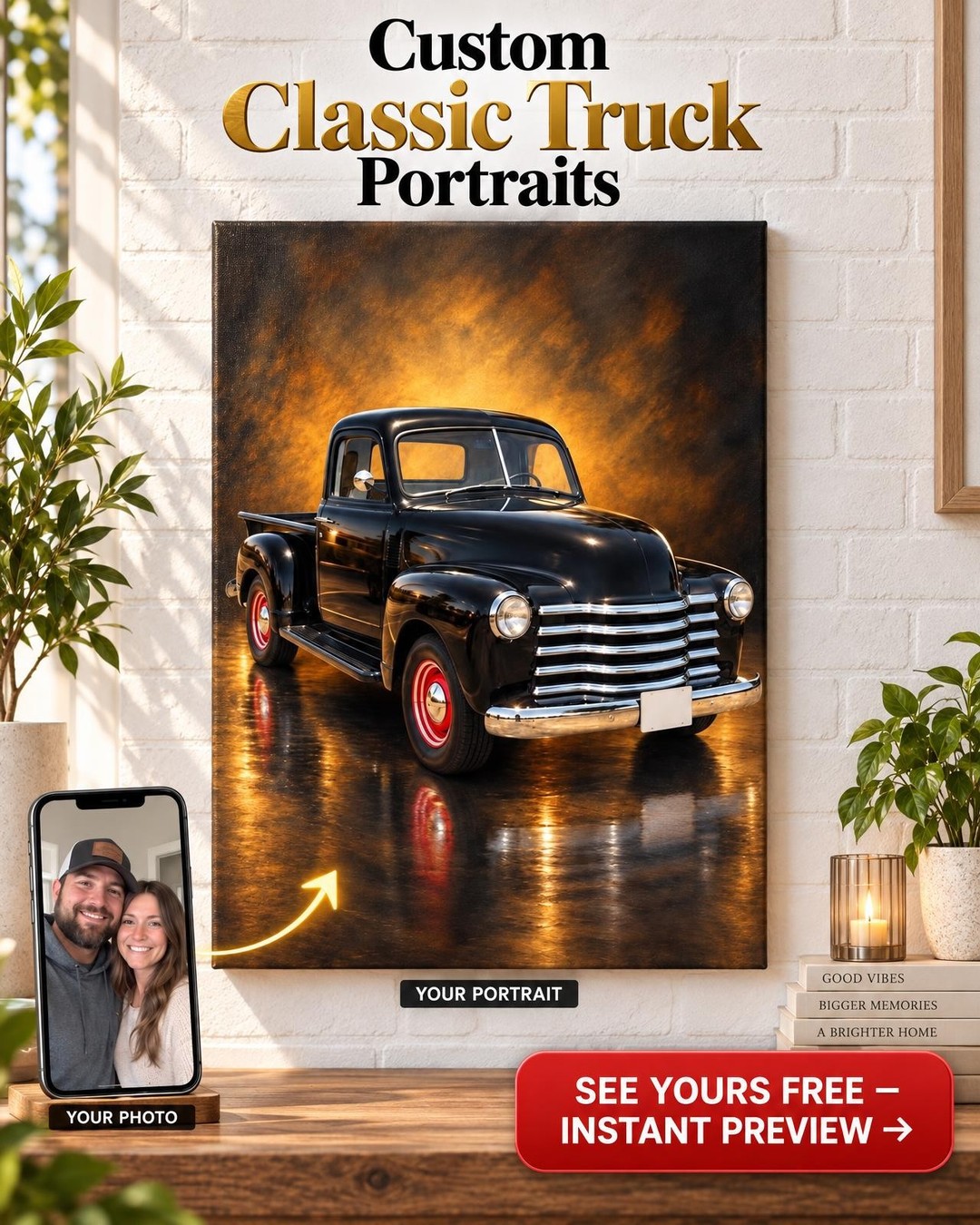 The Hero Shot Custom Truck Portrait from Photo | Personalized Truck Gift